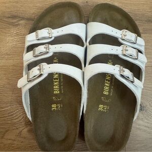 Birkenstock Triple Buckle White Sandals